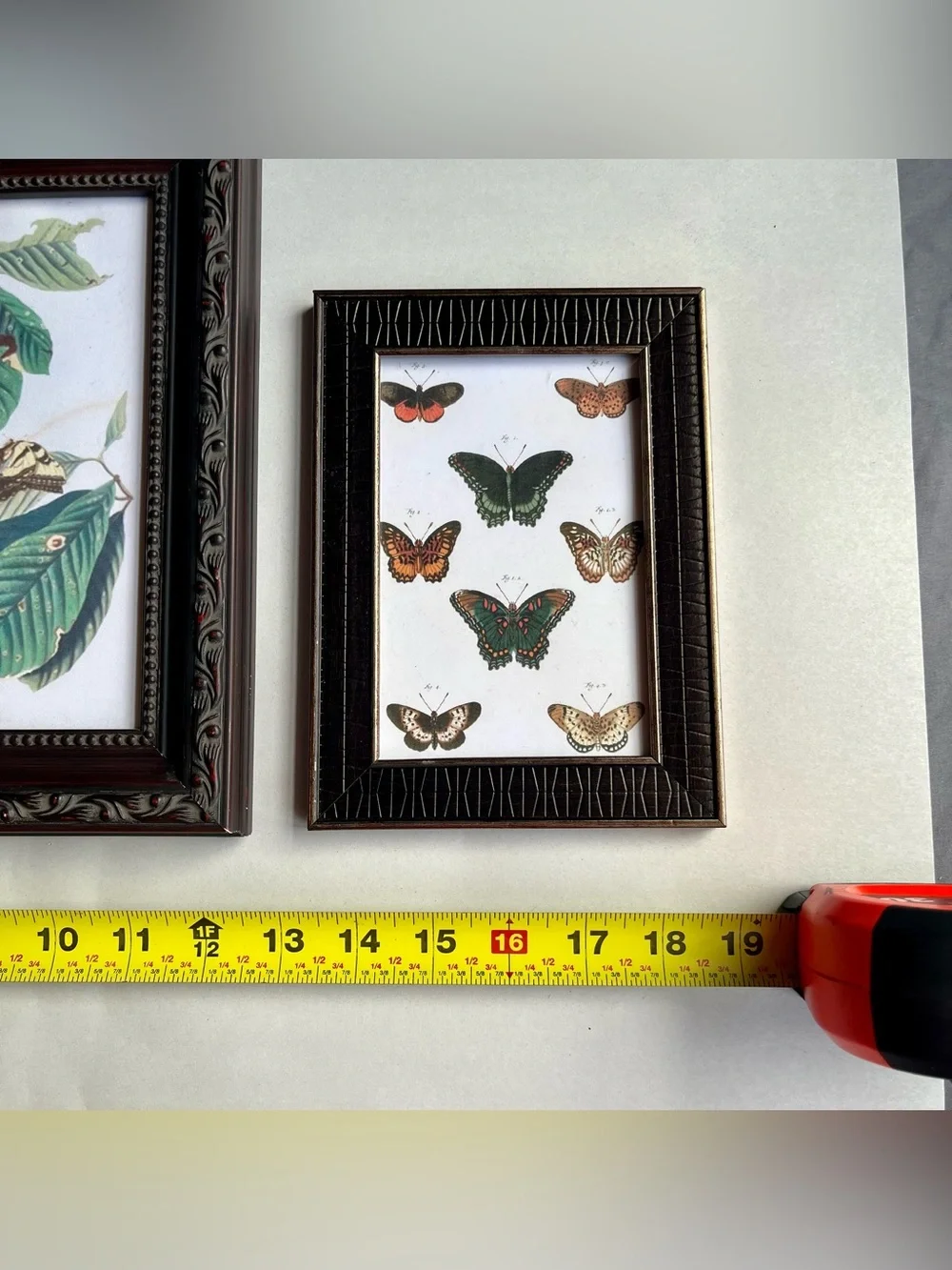 Vintage Black Resin Dark Wood Picture Photo Frames w/ Fine Art Prints-Set of 2